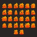 Burning fire flame hot alphabet a to z font design vector illustration