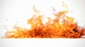 burning fire of flame and spark on white background.generative ai Royalty Free Stock Photo