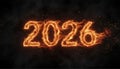 2026 burning fire flames text effect 2026 fire text Royalty Free Stock Photo