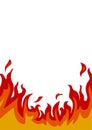 Burning fire and flames on white background vector illustration. A4 vertical format Royalty Free Stock Photo