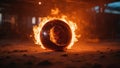 burning in fire A flaming sphere surrounded by a ring of fire,