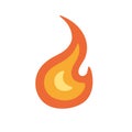 Burning fire icon. Hot blaze, flame symbol. Abstract bonfire sign. Campfire heat tongues. Inflammable pictogram. Fiery