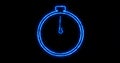 Burning fire-like stopwatch icon motion graphic on a black background.