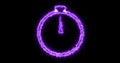 Burning fire-like stopwatch icon motion graphic on a black background. Royalty Free Stock Photo
