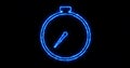 Burning fire-like stopwatch icon motion graphic on a black background.