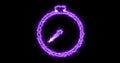 Burning fire-like stopwatch icon motion graphic on a black background. Royalty Free Stock Photo