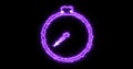 Burning fire-like stopwatch icon motion graphic on a black background.