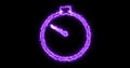 Burning fire-like stopwatch icon motion graphic on a black background.