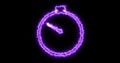 Burning fire-like stopwatch icon motion graphic on a black background. Royalty Free Stock Photo