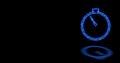 Burning fire-like stopwatch icon motion graphic on a black background.