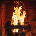 Burning fire logs in the fireplace Royalty Free Stock Photo