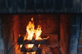 Burning fire logs in the fireplace Royalty Free Stock Photo