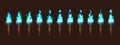 Burning fire on old torch animation sprite