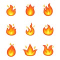 Burning Fire Set of Icons Vector Illustration Royalty Free Stock Photo