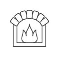 Burning fireplace line outline icon