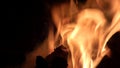 Burning firewood and coals