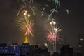 Burning of fireworks during the Reveillon in Brazil