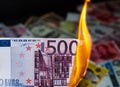 Burning five hundred euro