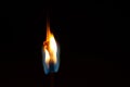 Burning flame on a black matchstick Royalty Free Stock Photo