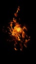 Burning flame of a bonfire in the dark Royalty Free Stock Photo