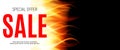 Burning Flame of Fire Sale Background. Vector Illustration Royalty Free Stock Photo