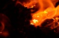 Burning and flaming coal anthracite fine fraction. Royalty Free Stock Photo