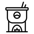 Burning fondue icon outline vector. Food cooking