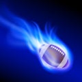 Burning football on blue fire