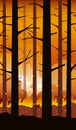 Burning forest fire natural disaster Royalty Free Stock Photo