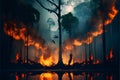 Burning forest. Fire in the forest. The concept of natural disaster. Royalty Free Stock Photo