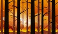 Burning forest fire natural disaster