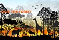 Burning forest vector Royalty Free Stock Photo