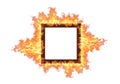 Burning frame of empty space isolated on white background Royalty Free Stock Photo