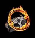 Burning game wheel Royalty Free Stock Photo