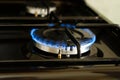 Burning gas burner with blue flame Royalty Free Stock Photo