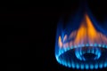 Burning gas burner in the darkness blur detail Royalty Free Stock Photo