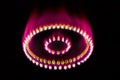 Burning gas burner in the darkness blur detail Royalty Free Stock Photo