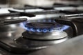 Burning gas burner on a kitchen stove Royalty Free Stock Photo