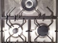 Burning gas burner kitchen stove closeup detail Royalty Free Stock Photo