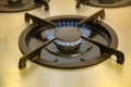 Burning gas, gas stove burner, hob in the kitchen Royalty Free Stock Photo