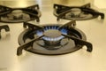 Burning gas, gas stove burner, hob in the kitchen Royalty Free Stock Photo