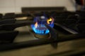 Burning gas stove flame