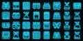 Burning gas stove icons set vector neon Royalty Free Stock Photo