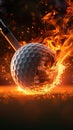 Burning golf ball conveys intensity and dynamic energy of sport Royalty Free Stock Photo