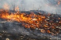 Burning grassland in Flint Hills of Kansas