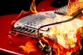 Burning guitar Royalty Free Stock Photo