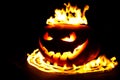 Burning halloween pumpkin