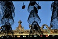 Burning hanging incense coils