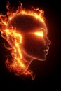 Burning Head, Artificial Intelligence And Consciousness Metaphor Abstract 3d Rendering Royalty Free Stock Photo