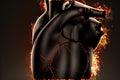 Burning heart. Closeup illustration